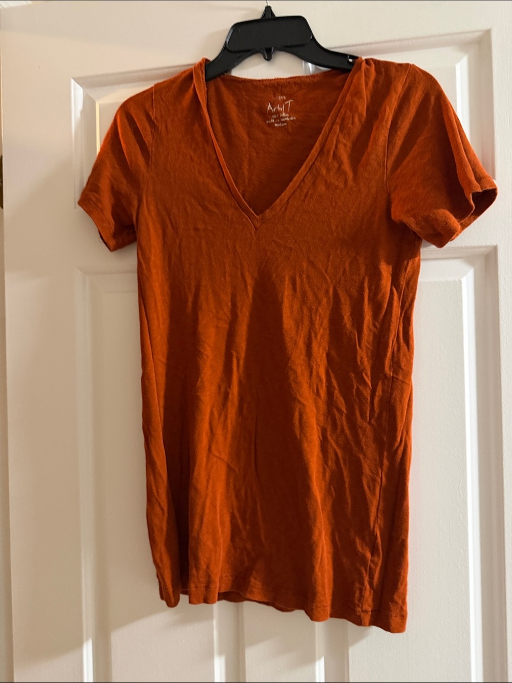 J. Crew Short Sleeve V-Neck Tee in Rust Orange